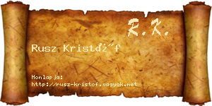 Rusz Kristóf névjegykártya